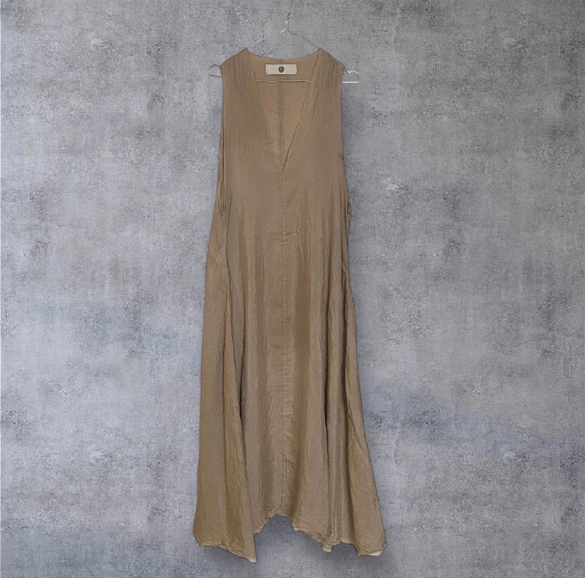m The Taupe Draped Pongé Gown – Marc Le Bihan
