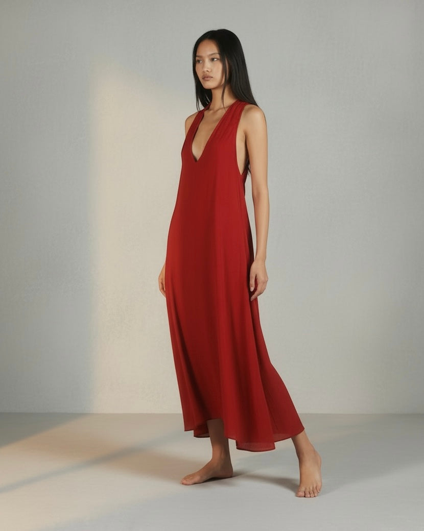 The Rouge Draped Pongé Gown – Marc Le Bihan