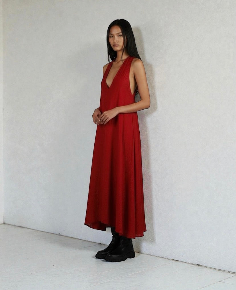 l The Rouge Draped Pongé Gown – Marc Le Bihan