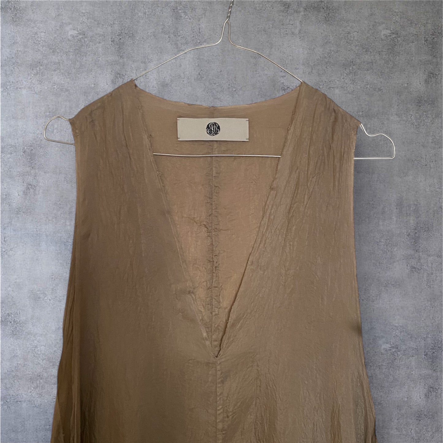 m The Taupe Draped Pongé Gown – Marc Le Bihan